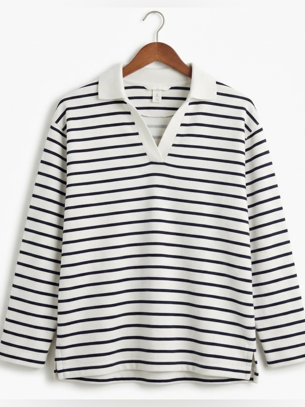 H&M Preppy Acedemia Striped Black and White Long Sleeve Shirt Sweater - Size M
